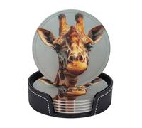 bellissimi sottobicchieri rotondi a forma di giraffa per la protezione del tavolo, sottobicchieri in pelle per tazze da tè, accessori da bar per tavol