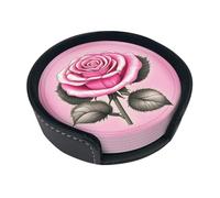 Bellissimi sottobicchieri stampati con rose rosa per bevande con supporto, graziosi sottobicchieri da tavolo, set da 6, regali di benvenuto per la nuova casa, decorazioni per la casa personalizzate