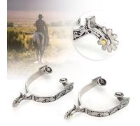 Bellissimi speroni per cavalli in acciaio inossidabile con un motivo squisito, attrezzatura delicata per equitazione sicura, spore da cowboy per cavalli migliorate, set set di 2 spore per cavalli