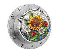 Bellissimi timer da cucina a forma di girasole per chef, orologio con timer da cucina con allarme forte, nessuna batteria richiesta, timer da tavolo meccanico con supporto magnetico