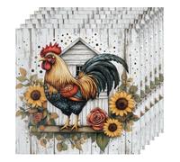 Bellissimi tovaglioli di stoffa con gallo, girasoli e rose, set da 6, tovaglioli da cena in tessuto 50 x 50 cm, morbidi e confortevoli, riutilizzabili, per feste e matrimoni