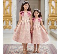 Bellissimo abito senza spalline per bambine, abito da sera per la recita di compleanno per ragazze pre-adolescenti di taglia media e grande, nuovo stile estivo elegante abito rosa con vita alta, gonna