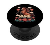 Bellissimo Anno del Cavallo 2026 Zodiaco Floreale Lanterna Arte PopSockets PopGrip Adesivo