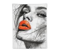 Bellissimo arazzo con volto di donna e labbra arancioni, in poliestere, moderno, estetico, da appendere alla parete, per la casa, la camera da letto, il soggiorno, il dormitorio, in tessuto, 30"x40"