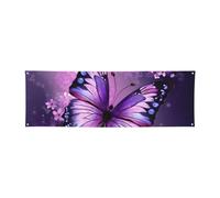 Bellissimo banner artistico viola a forma di farfalla personalizzato per cartelli per feste all'aperto Lndoor con quattro fori rotondi in metallo banner segno per decorazione festa aziendale