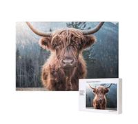 Bellissimo bestiame delle Highlands,Puzzle in legno da 300 pezzi per famiglie, per adulti e adolescenti, decorazioni per la casa