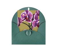 Bellissimo biglietto di auguri con orchidee, 10,2 x 15,2 cm, busta a forma di cuore, adatto per tutte le occasioni.
