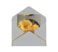 Bellissimo biglietto di auguri elegante con fiore - biglietto pieghevole in carta perlata di alta qualità con bordo dorato, interno bianco per messaggio personale - perfetto per Natale, compleanno