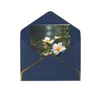 Bellissimo biglietto di auguri elegante con fiori di camelia, biglietto pieghevole in carta perlata di alta qualità con bordo dorato, interno vuoto per messaggio personale, perfetto per Natale