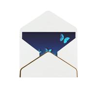 Bellissimo biglietto di auguri in carta con farfalla blu e perla, con busta, dorato, per festa di nozze, invito di Natale