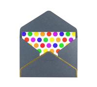 Bellissimo biglietto di auguri in carta perlata a pois con busta, con bordo dorato, per festa di nozze, invito di Natale