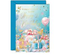 Bellissimo biglietto di auguri per il 21° compleanno, per donne e uomini, fantastici regali dorati, elegante e tradizionale, biglietto di compleanno per donna di 21 anni, uomo e lui, formato A5,