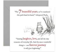 Bellissimo biglietto per 7° anniversario di matrimonio per marito, moglie, maialino Pooh, parole sentimentali, design sentimentale per celebrare il matrimonio, mamma, papà, genitori, fratello, sorella
