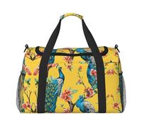 Bellissimo borsone da viaggio con pavone, grande, pieghevole, impermeabile, per la notte, spiaggia, piscina, sport, palestra