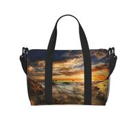Bellissimo borsone da viaggio con stampa tramonto dorato, pieghevole, da viaggio, per viaggi e voli, per donne e uomini, Bellissimo tramonto d'oro, One Size, Borsone da viaggio