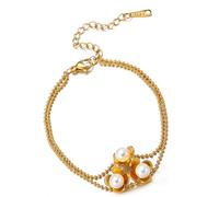 Bellissimo braccialetto con perle floreali con look lussuoso, accessorio adatto per l'uso quotidiano e occasioni festive. Bracciale con lunghezza regolabile, Taglia unica, come descritto