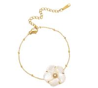 Bellissimo braccialetto con perle floreali con look lussuoso, accessorio adatto per l'uso quotidiano e occasioni festive. Bracciale con lunghezza regolabile, Taglia unica, come descritto