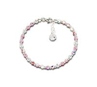 Bellissimo braccialetto SD fine 4 mm perle di cristallo argento 925, 18 cm, Argento sterling, cristallo