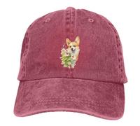 Bellissimo Cane Corgi con Fiori Rossi Cappellino da Berretto da Baseball Protezione Solare Cappello Trucker Regolabile Cappello da Baseball Donna per Tennis Adulto Uomo