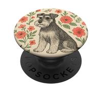 Bellissimo cane Schnauzer con motivo a fiori e cani PopSockets PopGrip Adesivo
