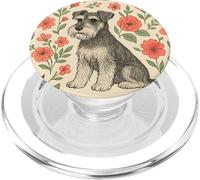 Bellissimo cane Schnauzer con motivo a fiori e cani PopSockets PopGrip per MagSafe
