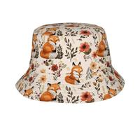 Bellissimo Cappello a Secchiello con Stampa Fox 1 per Uomo e Donna, Pieghevole, Leggero, da Sole, da Pesca, Cappello Estivo Impacchettabile per Spiaggia, Pesca, Viaggi, attività all'aperto, Nero