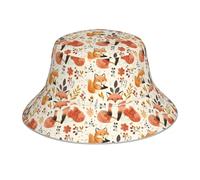 Bellissimo Cappello a Secchiello Reversibile con Stampa Fox 2 per Uomo e Donna, Riflettente, Pieghevole, Leggero, da Sole, da Pesca, Cappello Estivo Impacchettabile per Spiaggia, Pesca e Viaggi, Nero