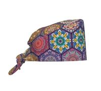 Bellissimo cappello da lavoro con stampa esagonale, cappello turbante con fascia tergisudore, copertura estetica confortevole per la testa, Bellissimo esagono, Taglia unica