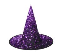 Bellissimo cappello da strega di Halloween con stampa glitter viola, cappello pieghevole, adatto per Halloween, carnevale, feste in maschera, accessori per costumi
