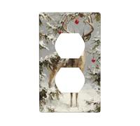 Bellissimo cervo nella foresta innevata copertura interruttore luce copertura decorativa 1 banda piastra da parete per cucina camera bagno dimensioni 7 x 11,4 cm