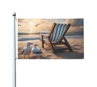 Bellissimo cielo blu e mare Stampe Bandiera su entrambi i lati 3 x 5FT leggera e resistente al colore con asole Ideale per feste all'aperto e giardini.