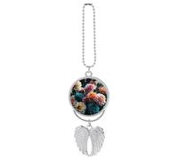 Bellissimo ciondolo a forma di fiore, ornamento da appendere allo specchietto retrovisore, decorazione per auto per specchietto retrovisore, portachiavi in stile argento