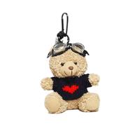 Bellissimo ciondolo a forma di orso pilota per borse e scatti chiave bordo del telefono personalizzato decorazione animale matrimonio favore, Cuore blu e nero, Taglia unica