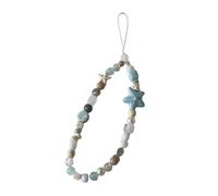 Bellissimo ciondolo a forma di stella marina blu per cellulare, cordino con perline, accessorio di gioielleria a tema cartoni animati, idea regalo.