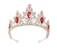 Bellissimo Copricapo Da Sposa Moda Corona Da Sposa Festa Di Compleanno Di Lusso Diademi Gioielli Copricapo Accessori For Capelli For Ragazze Delicato Confortevole(Gold red)