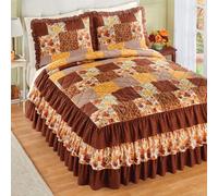 Bellissimo Copriletto King Size A Righe Con Volant Triplo In Patchwork Autunnale