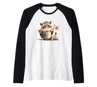 Bellissimo Costume Tanuki per Gli Amanti degli Animali Maglia con Maniche Raglan