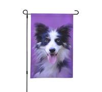 Bellissimo cucciolo di Border Collie, bandiera estiva da giardino bifacciale da esterno da 12x18 pollici