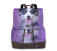 Bellissimo cucciolo di Border Collie,Zaino da donna, impermeabile, leggero, in pelle PU, alla moda, da viaggio
