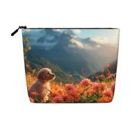 Bellissimo cucciolo, grande borsa da viaggio per il trucco da donna, impermeabile, monostrato, in finta canapa, con cerniera, portatile.