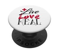 Bellissimo design a forma di cuore con scritta "Live Love Heal" PopSockets PopGrip Adesivo