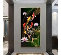 Bellissimo dipinto su tela raffigurante una carpa koi rossa cinese, perfetto come decorazione per la casa, per portare fortuna e prosperità, stampe e poster per la casa, 20x40 cm, senza cornice.