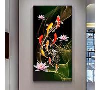 Bellissimo dipinto su tela raffigurante una carpa koi rossa cinese, perfetto per portare fortuna e prosperità, stampe e poster per quadri da parete per la casa, 75x150 cm, senza cornice.