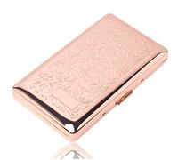 Bellissimo Elegante e Semplice Astuccio per Sigarette in Metallo da Donna e da Uomo Contiene 14 Sigarette da 100 mm (14pcs 100mm, Fiore Rose)
