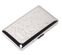 Bellissimo Elegante e Semplice Astuccio per Sigarette in Metallo da Donna e da Uomo Contiene 14 Sigarette da 100 mm (14pcs 100mm, Fiore Argentato)
