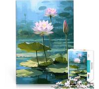 Bellissimo fiore di loto Puzzle da 1000 pezzi per adulti Aiuta il cervello ad allenare i giocattoli che creano dipendenza per coltivare la pazienza Opera d'arte 38x26cm