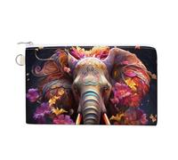 Bellissimo fiore elefante portamonete borsa di tela alla moda borsa portadocumenti borsa per cosmetici per uomo donna, stile, taglia unica, borsa per monete, Stile, En storlek, Portamonete