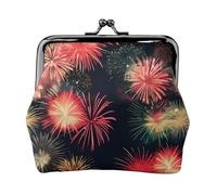 Bellissimo Fireworks Stampato Microfibra PU Leather Wallet Kiss Lock Mini Pouch per Rossetto Key Change Organizzazione