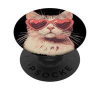 Bellissimo gatto con occhiali da sole a forma di cuore Costume PopSockets PopGrip Adesivo