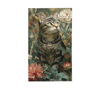 Bellissimo gatto soriano con occhi verdi, bandiere per la casa da cortile, 0,9 x 1,5 m, striscione di auguri con occhielli per interni ed esterni, decorazioni per la casa